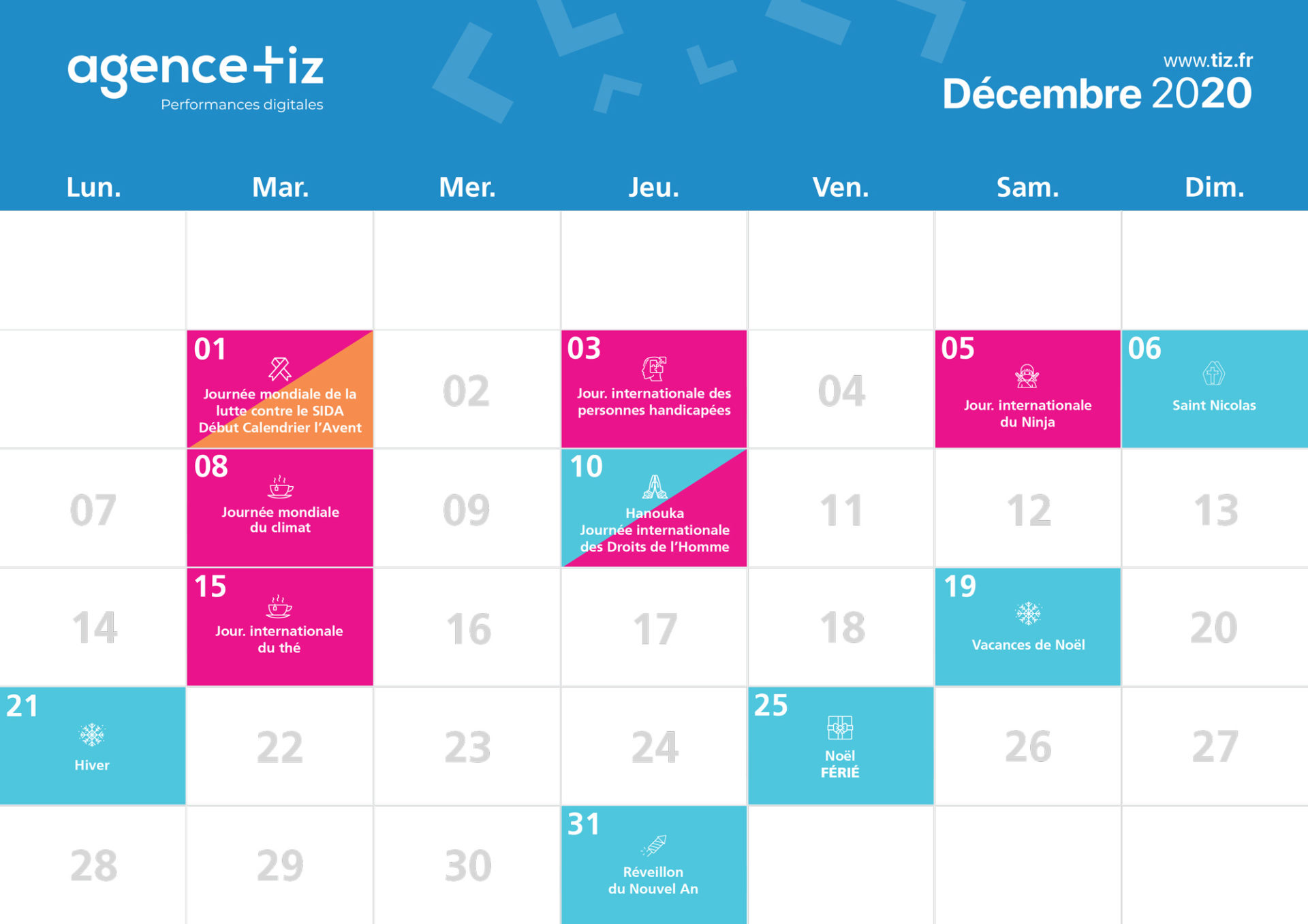 Calendrier marketing 2020 : la liste des événements de l’année - Tiz