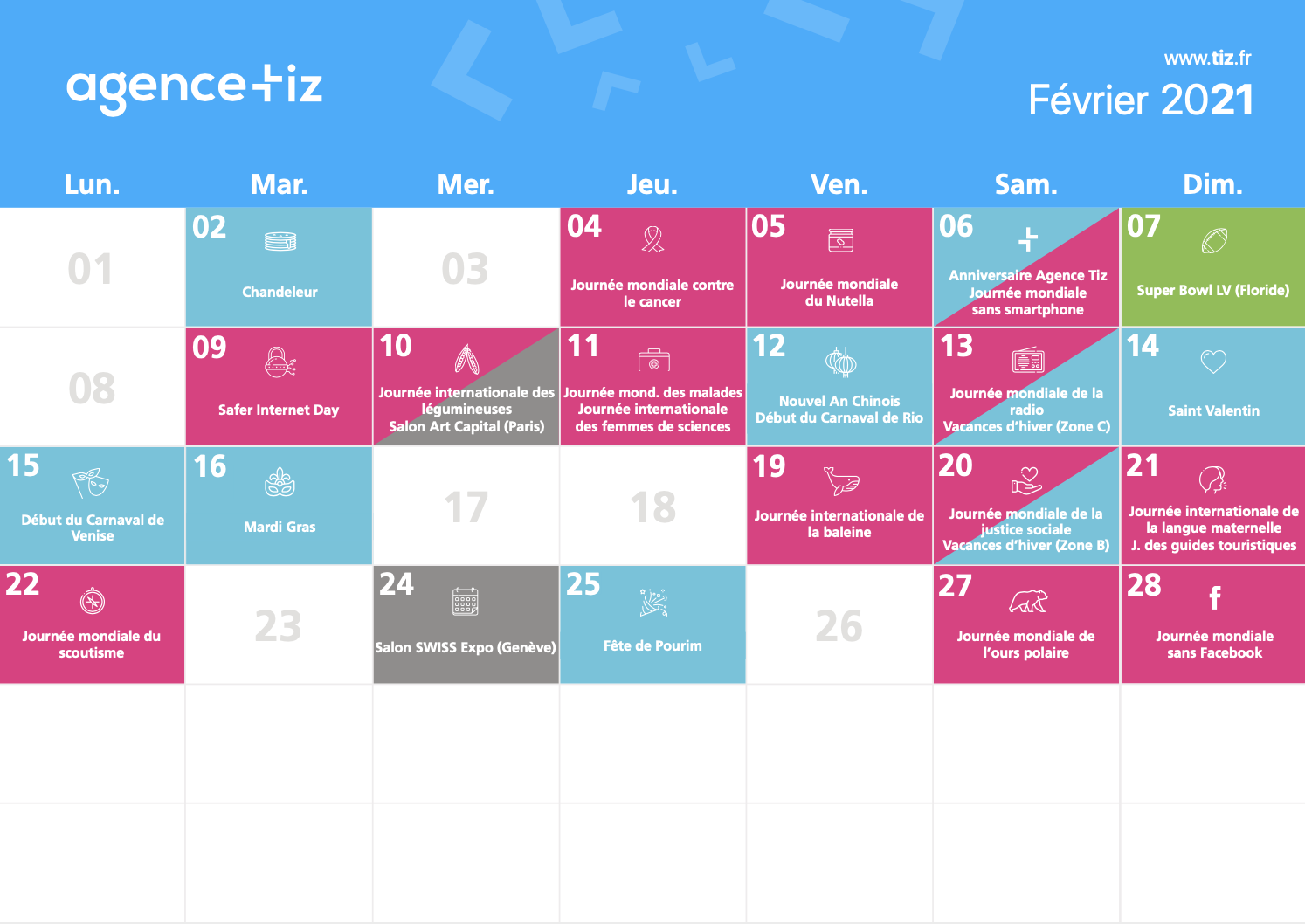 Calendrier Marketing 2021 La Liste Des Evenements De L Annee Tiz calendrier temps forts 2021