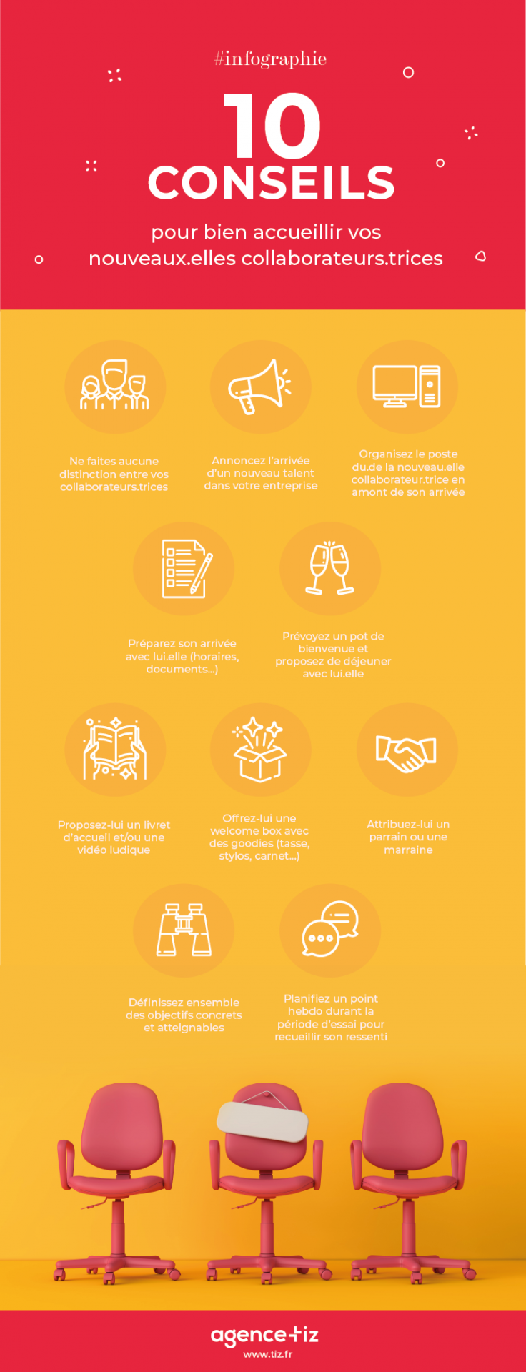 Infographie : 10 conseils pour bien accueillir vos nouveaux collaborateurs.