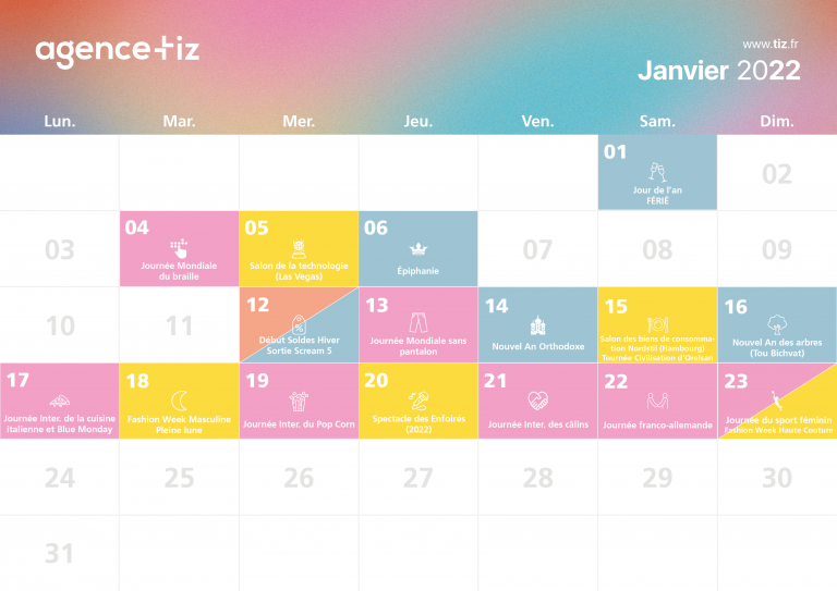 Calendrier marketing 2023 : la liste des événements de l’année - Tiz