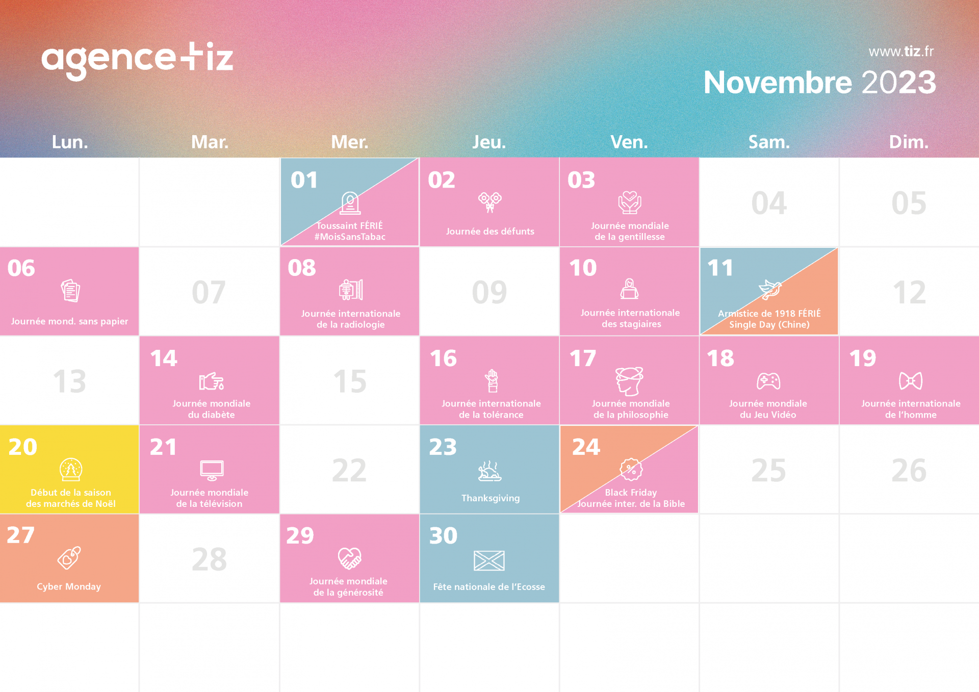 Calendrier marketing 2023 : la liste de tous les événements de l'année