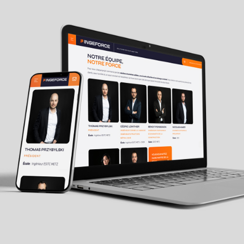 Équipe professionnelle sur site web.