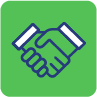 Icône de poignée de main sur fond vert
