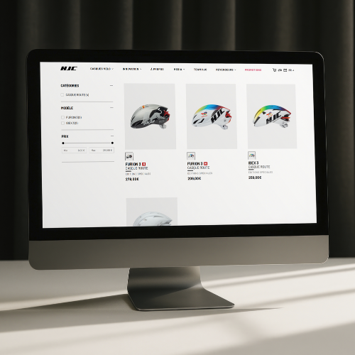 Visuel du site HJC dans un écran d'ordinateur