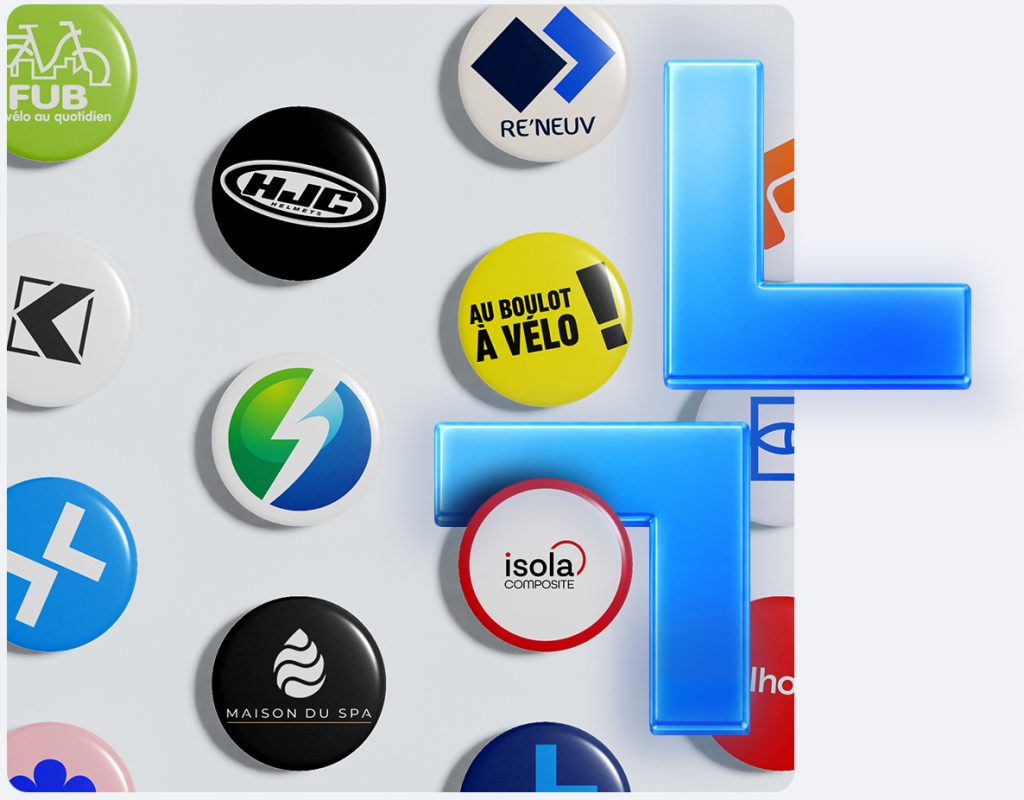 Logos des clients de l'Agence Tiz sous forme de badges